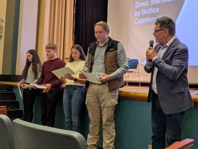 Professor Gasyna leads inductees in an oath